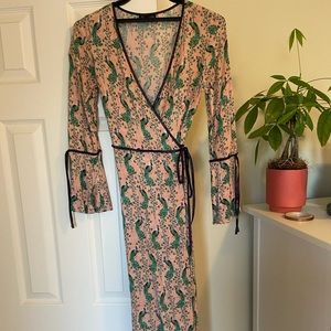 Topshop bohemian dress in peacock print